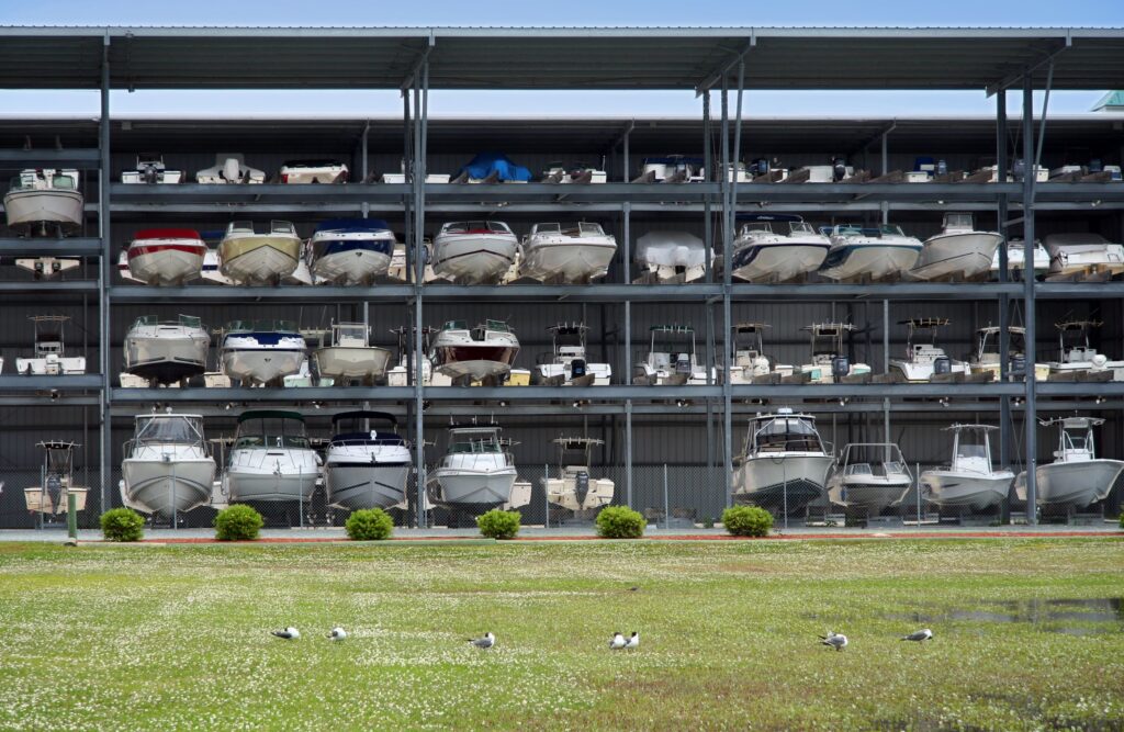 Zoomed out Mason city boat storage facility